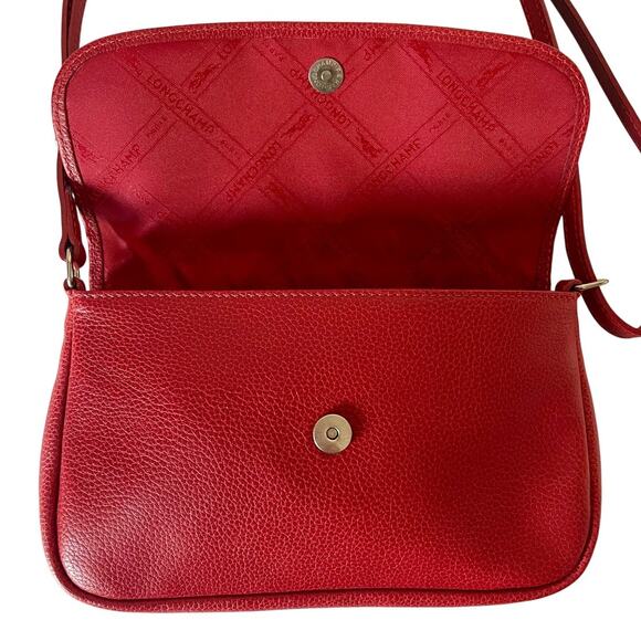 Longchamp Le Foulonné Vintage Red Leather Convertible Crossbody Bag Y2K - Picture 8 of 11